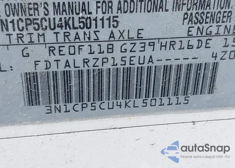 2019 Nissan Kicks S from USA, damaged, VIN 3N1CP5CU4KL501115